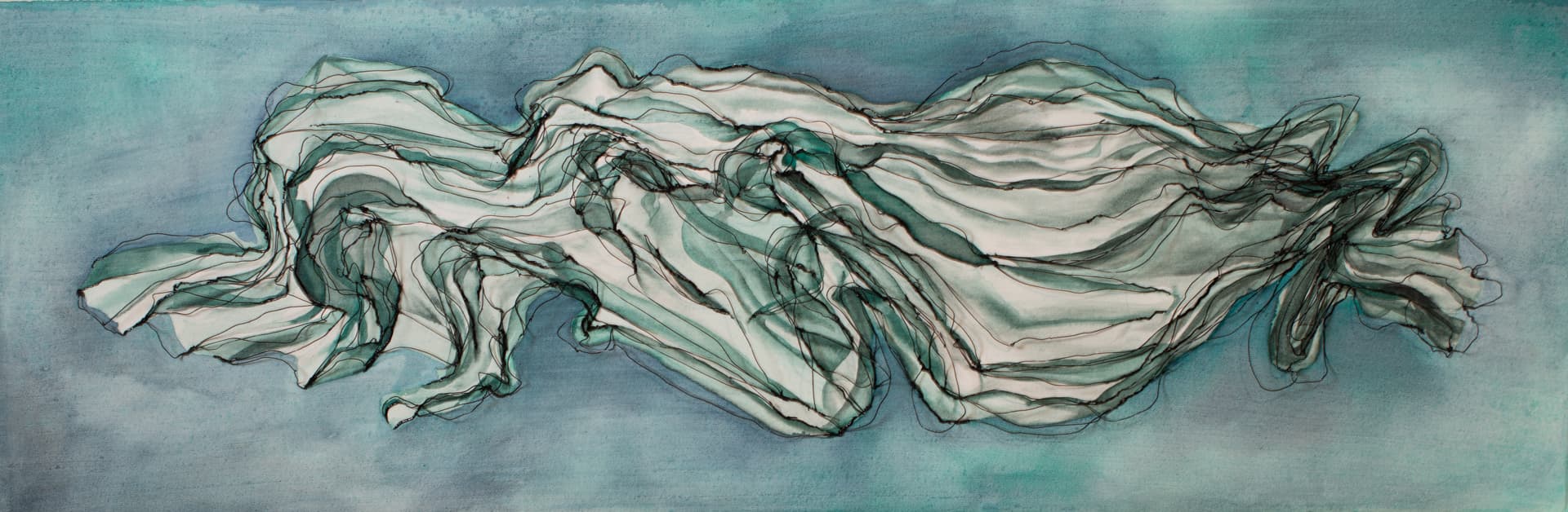 Drift by J9 Stanton, a long horizontal mixed-media wall artwork.