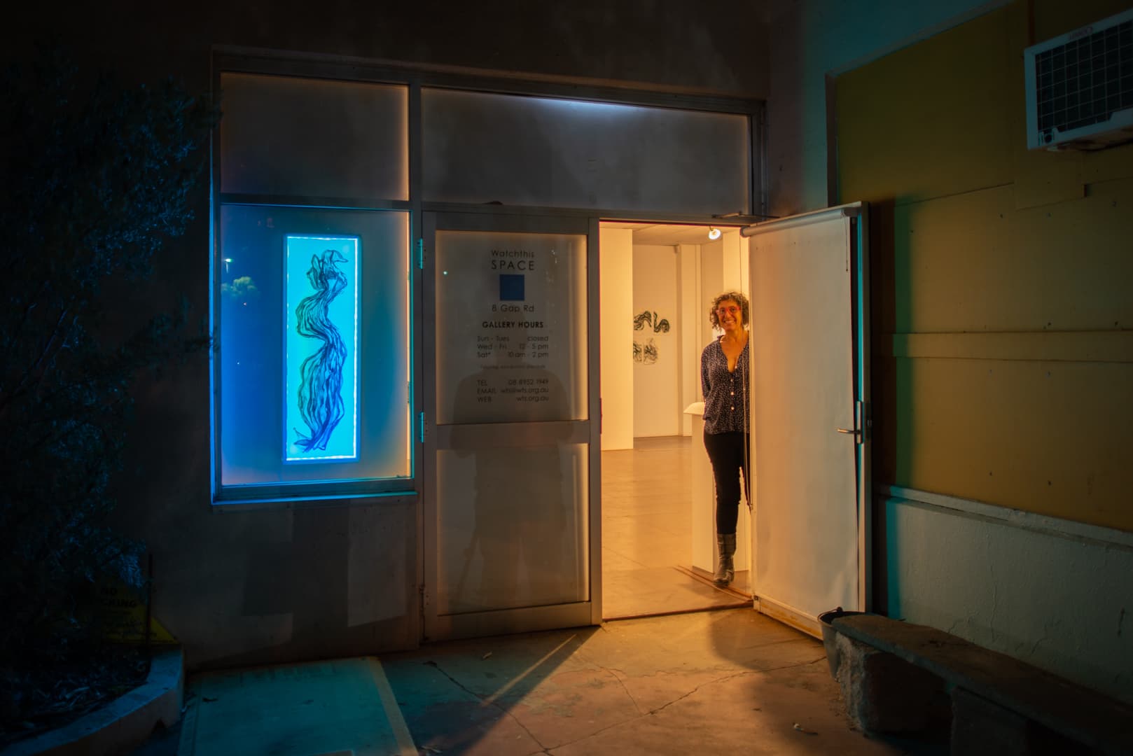 Installation image for J9 Stanton's Shifting Currents artist talk at Watch This Space.